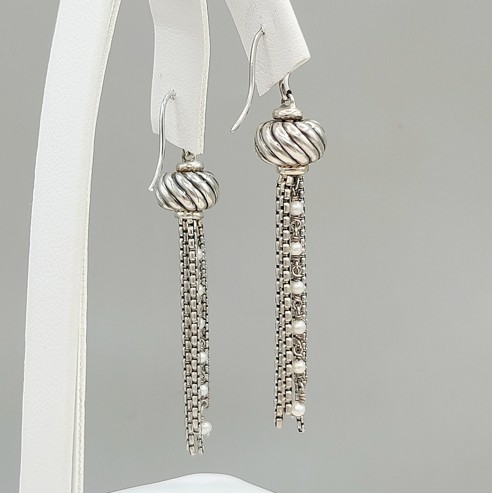 David Yurman Pearl Tassel Drop Earrings - Picture 4 of 7